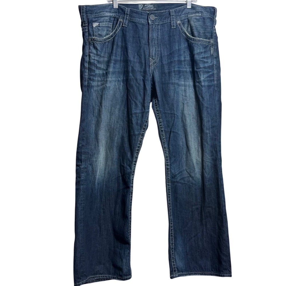 Silver Jeans Co Gordie Loose Fit Straight Leg Jeans Dark Wash Mens 40x30